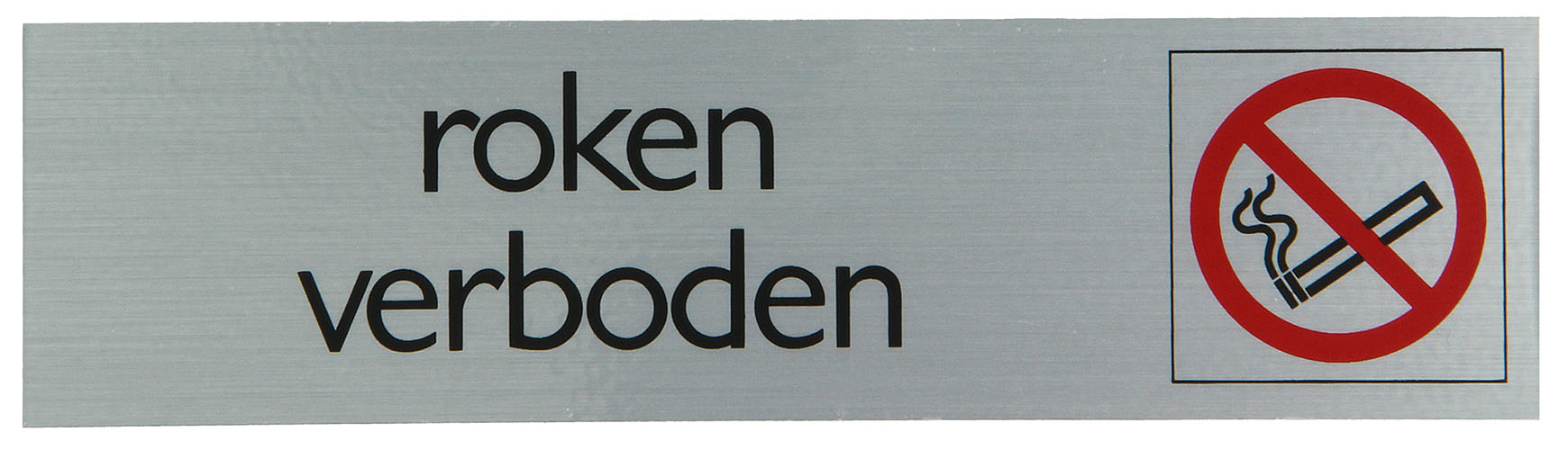 Pictogram Aluminium Look 'roken Verboden' 16,5x4,4cm